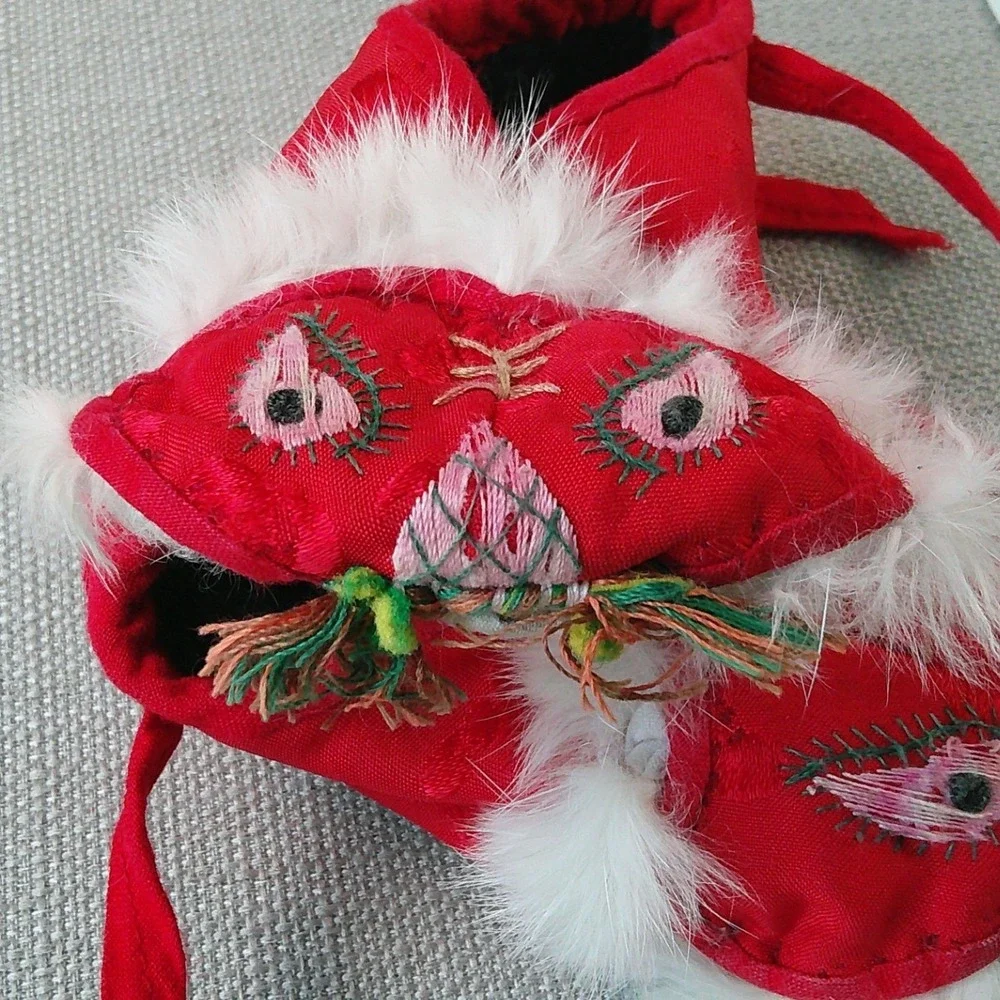 Vintage Handmade Traditional Chinese Baby Shoes 3 Pairs Folk Art Embroidered